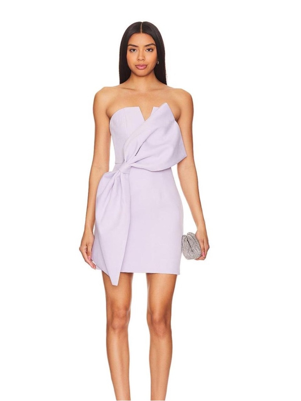 Elliatt Strapless Lilac Mini Dress with Front Knot